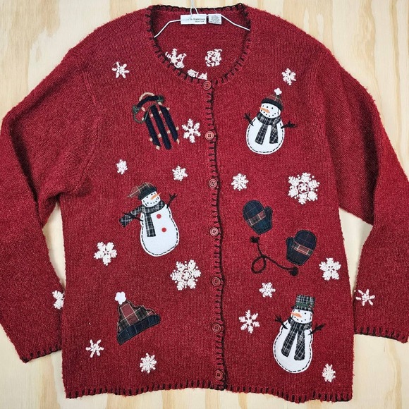 croft & barrow Sweaters - WOMANS CROFT AND BARROW WINTER SNOWMAN CARDIGAN
